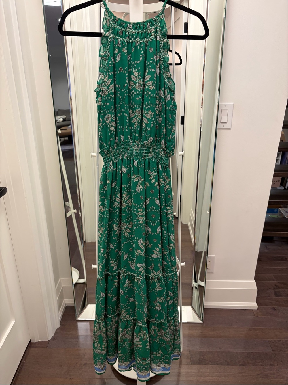 Max Studio Green Floral Halter-Style Maxi Dress